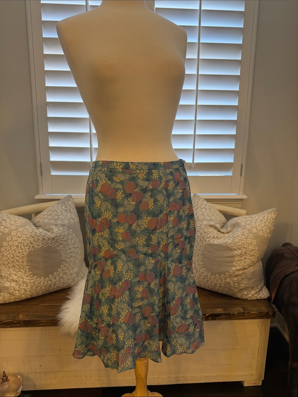 Marc Jacob’s  Teal Floral Midi Skirt Sz:6